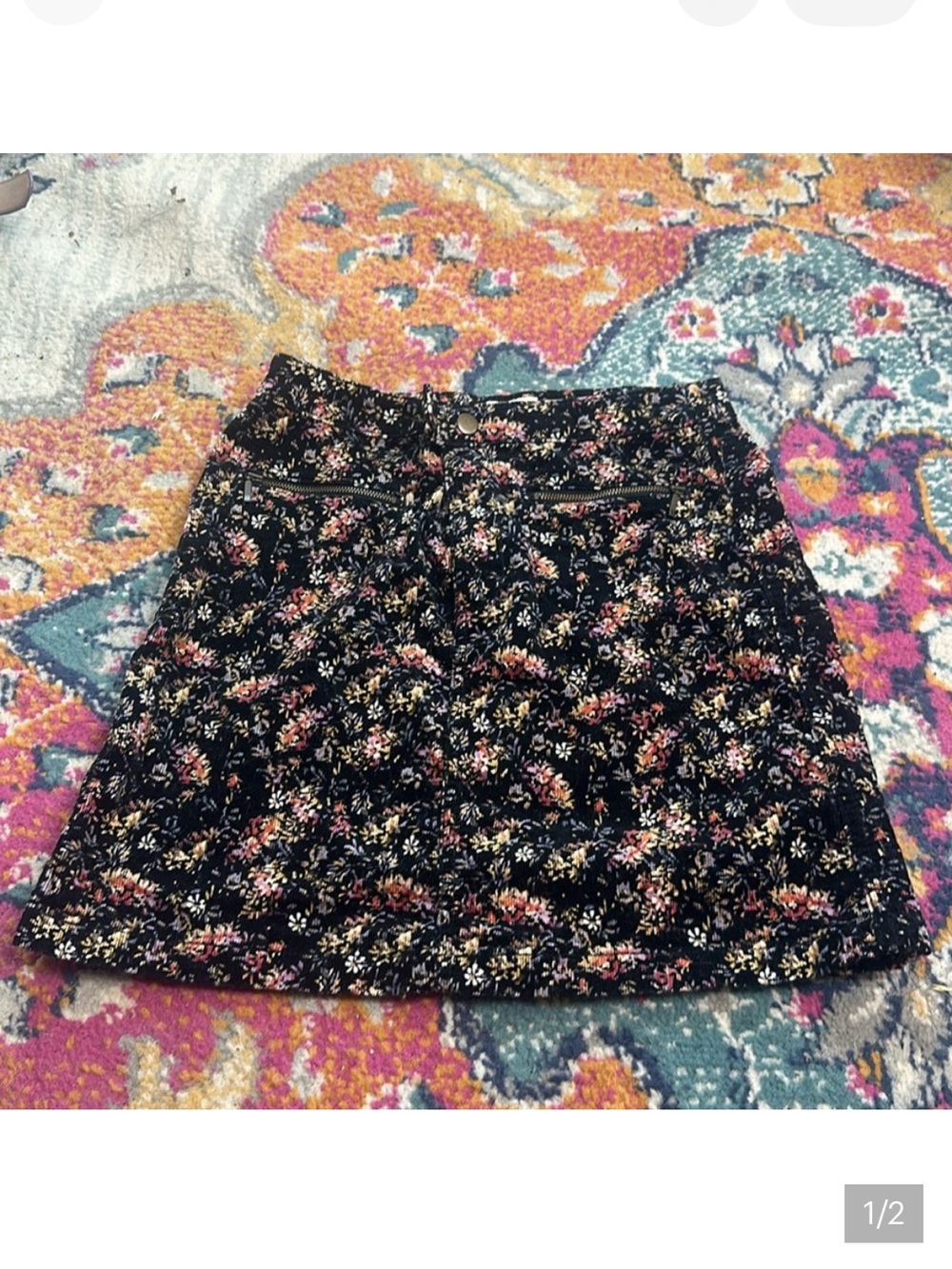 Black Floral Corduroy Mini Skirt | Target | Size 00